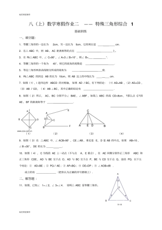 浙教版八年级数学上册假作业：特殊三角形