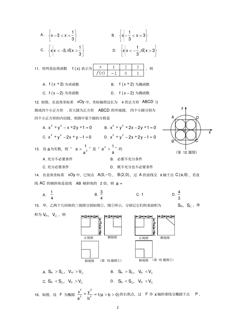浙江2018年4月学考科目数学真题试卷及答案_第2页