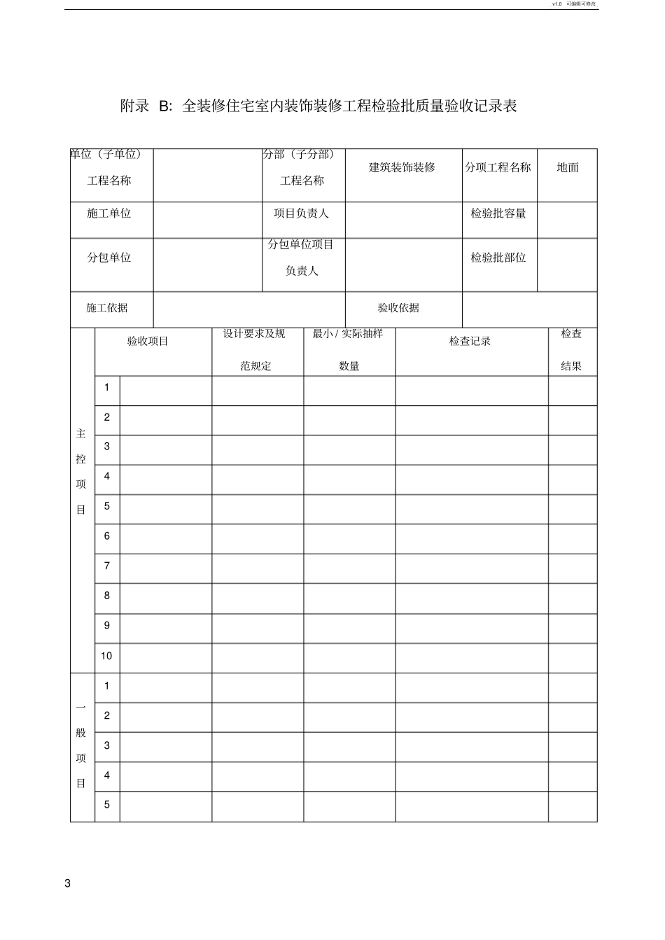 浙江全装修住宅室内装饰工程质量验收规范表格_第3页