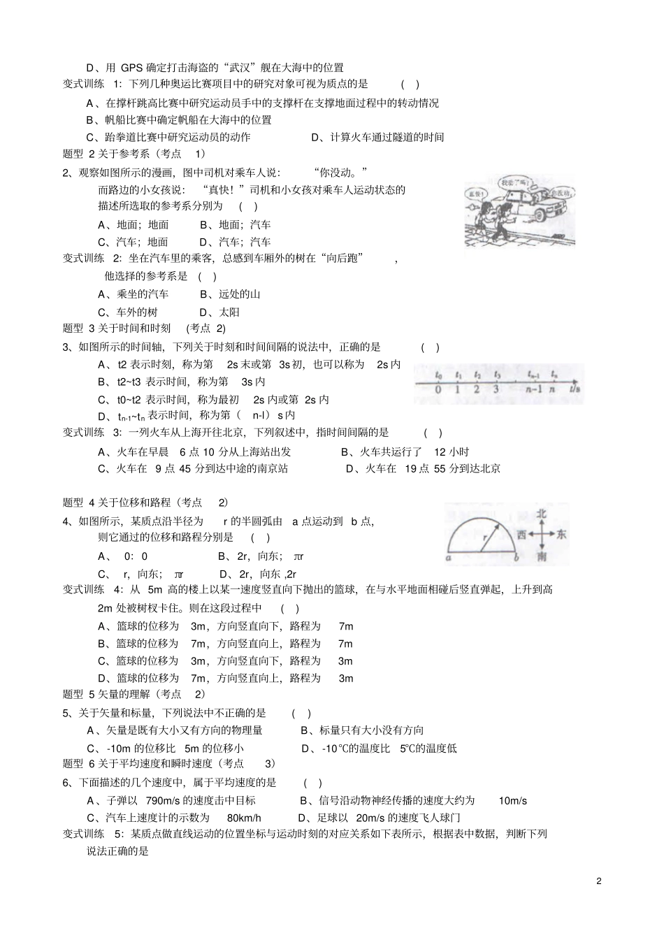浙江学业水平考试复习-直线运动加答案讲解_第2页
