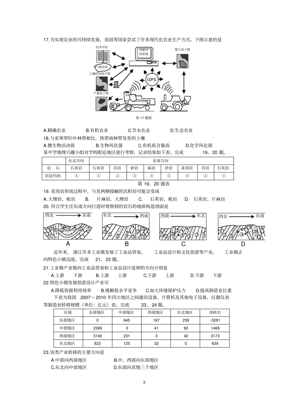 浙江学考选考高中地理20110--201711选择题汇编_第3页