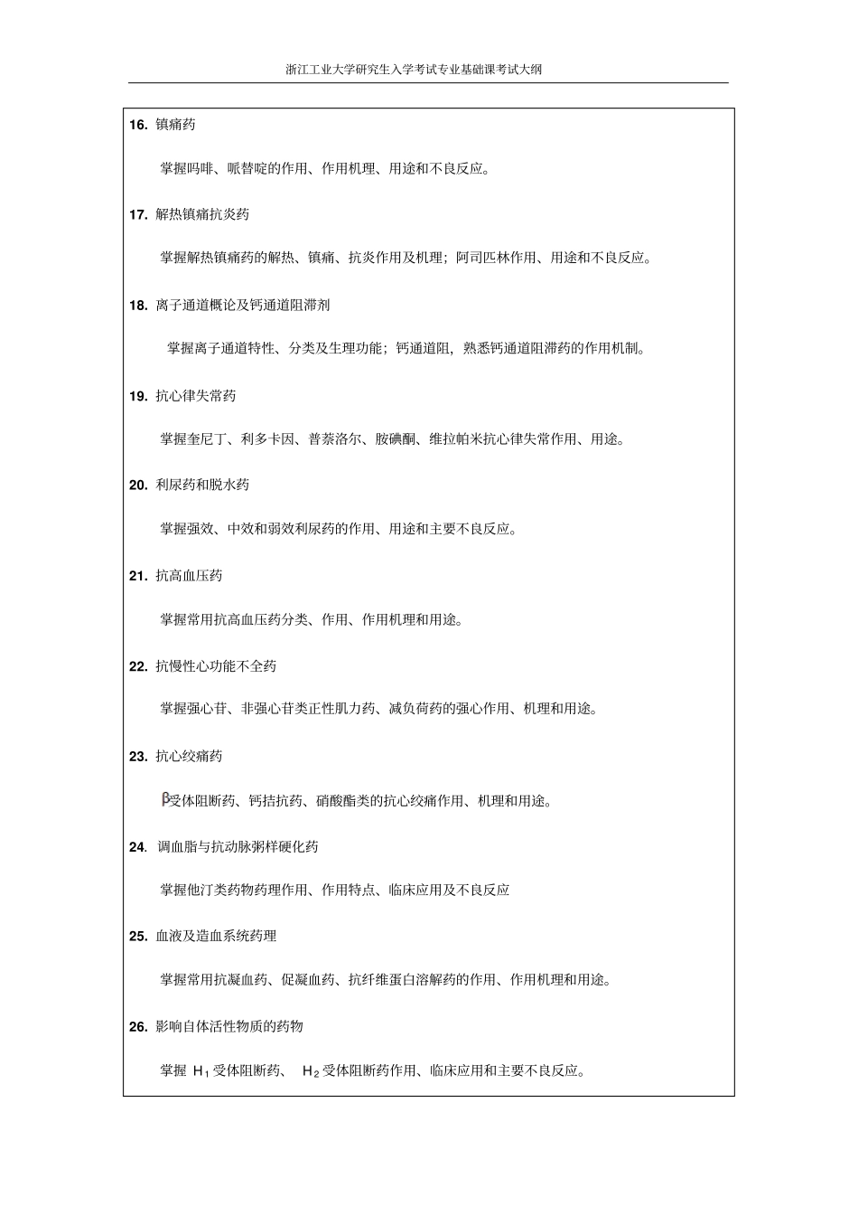 浙江工业大学618药学综合III学术学位考纲_第3页
