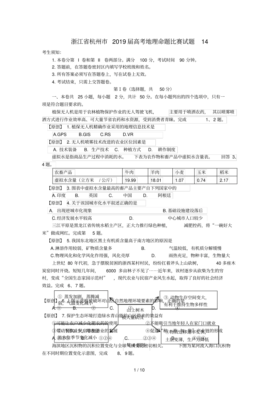 浙江杭州2019届高考地理命题比赛试题14_第1页
