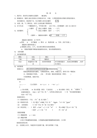 浙江版科学八上总复习提纲