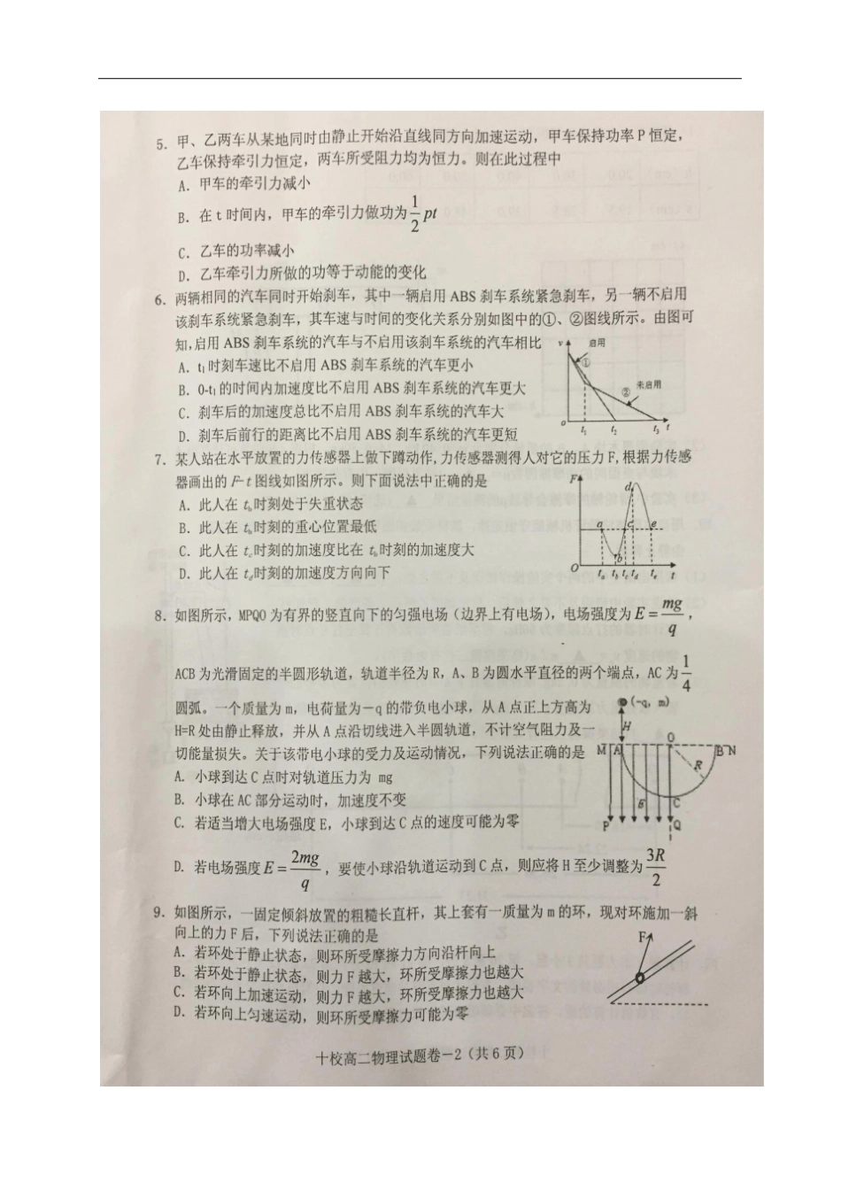 浙江金华十校高二物理下学期期末考试试题扫描版_第2页