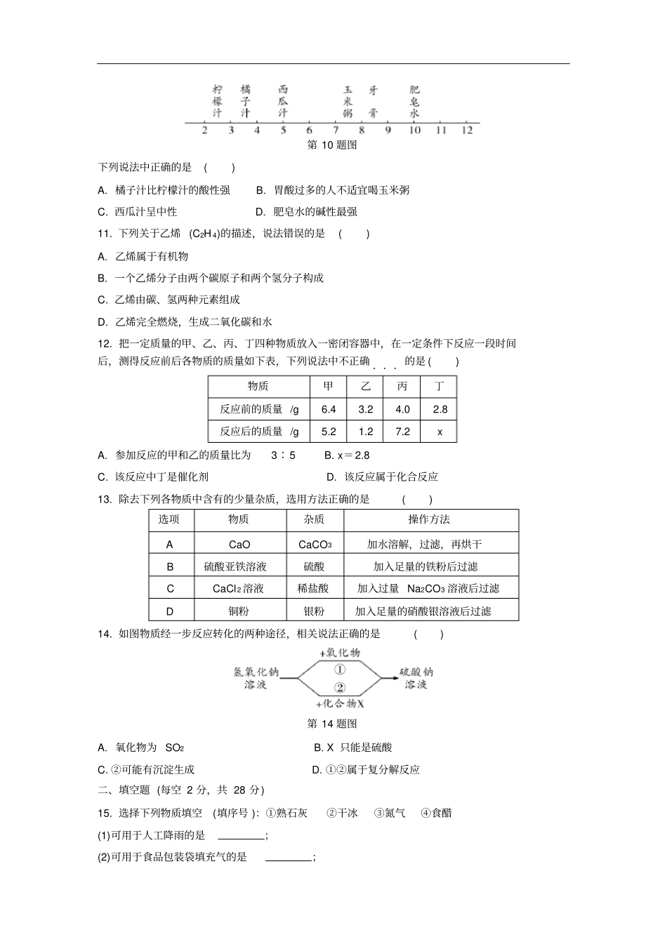 海南2020年初中学业水平考试综合模拟卷二_第2页
