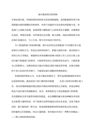 海尔集团项目矩阵制1
