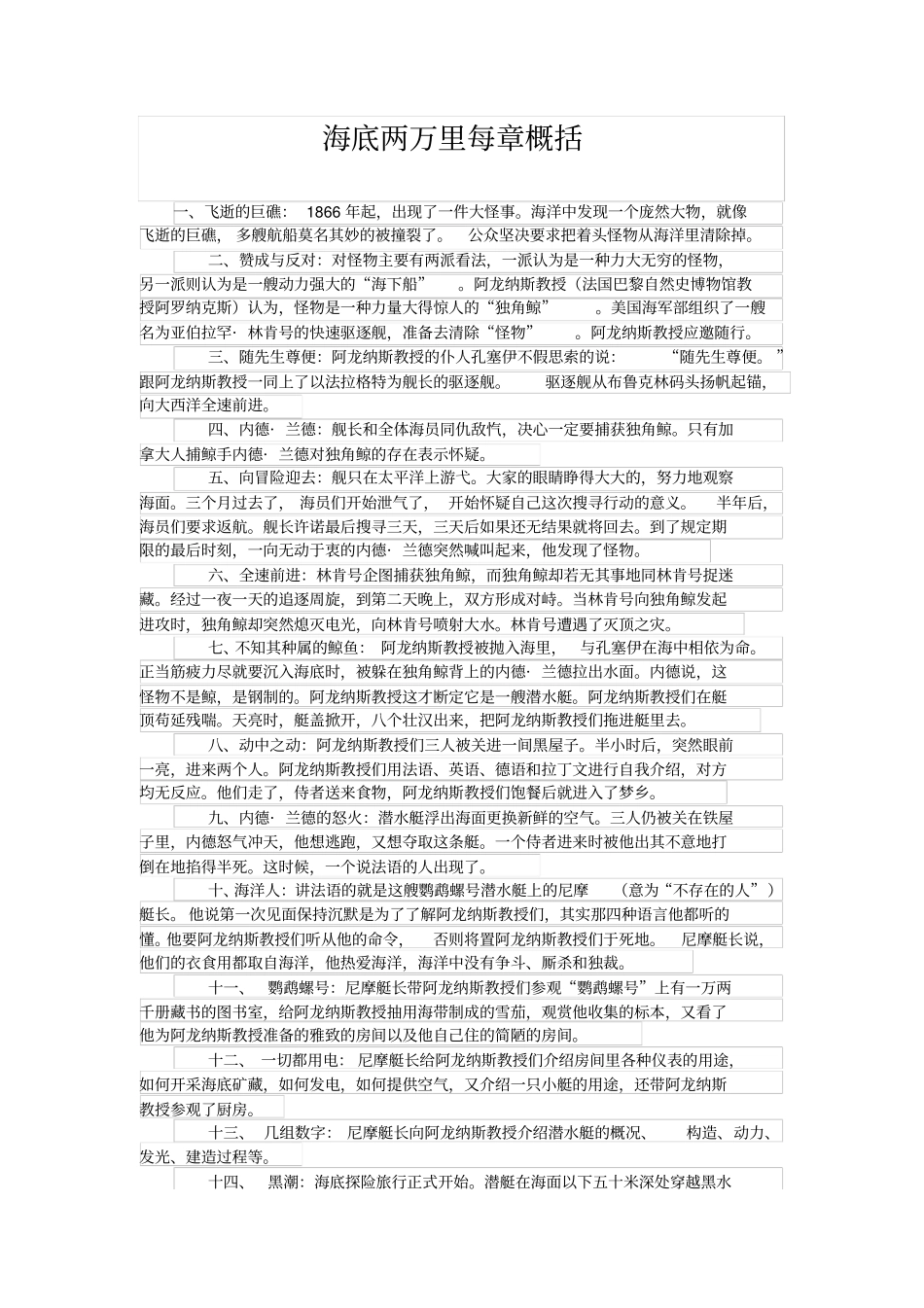 海底两万里每章概括_第1页