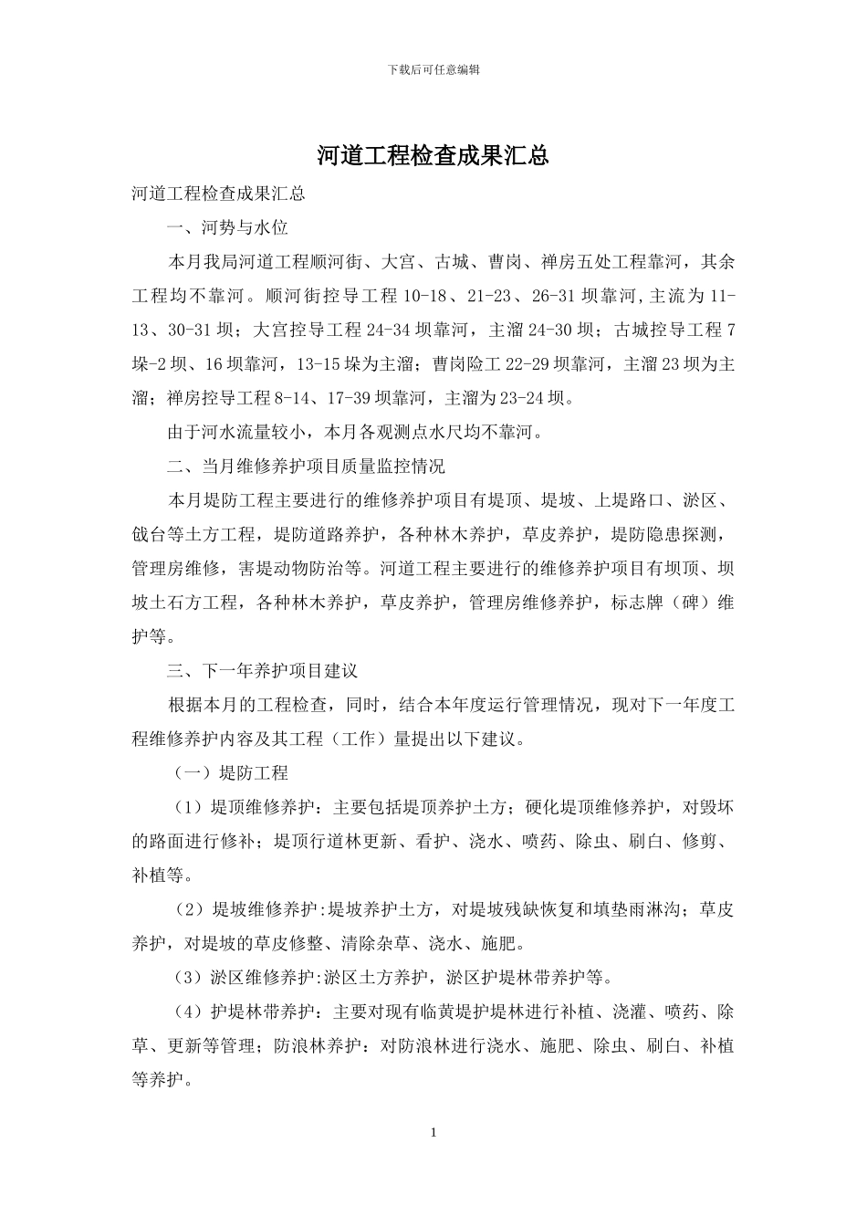 河道工程检查成果汇总_第1页