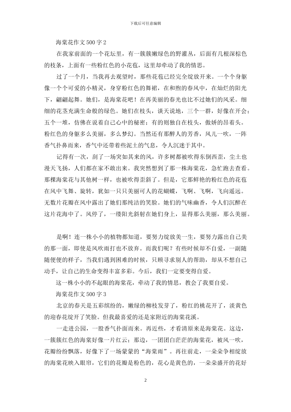 海棠花作文500字-1_第2页