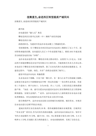 涅盘重生-奋进西区转型提质产城同兴