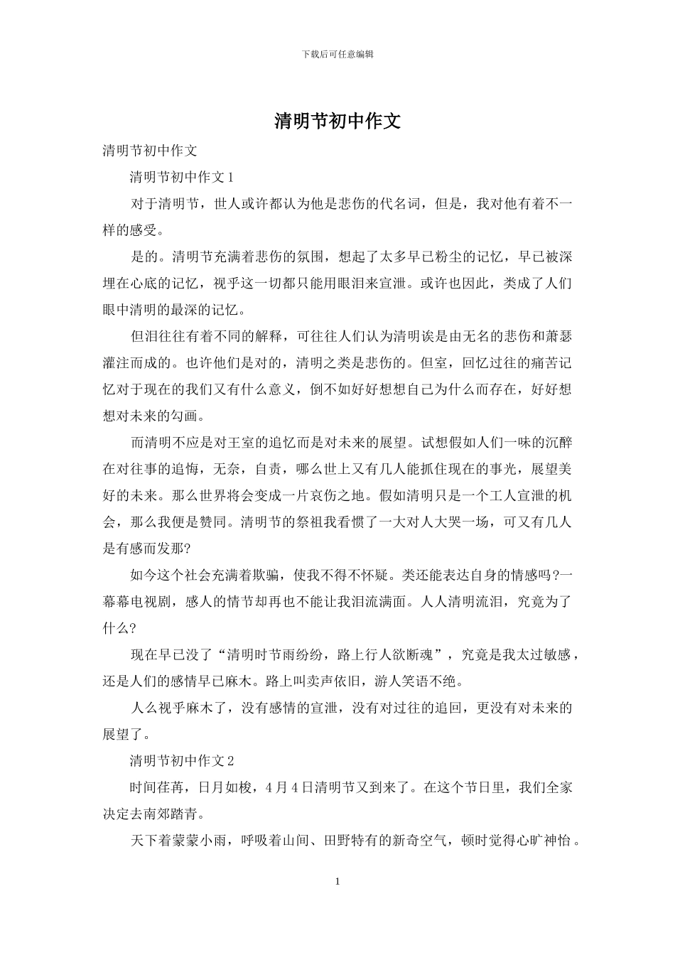 清明节初中作文_第1页