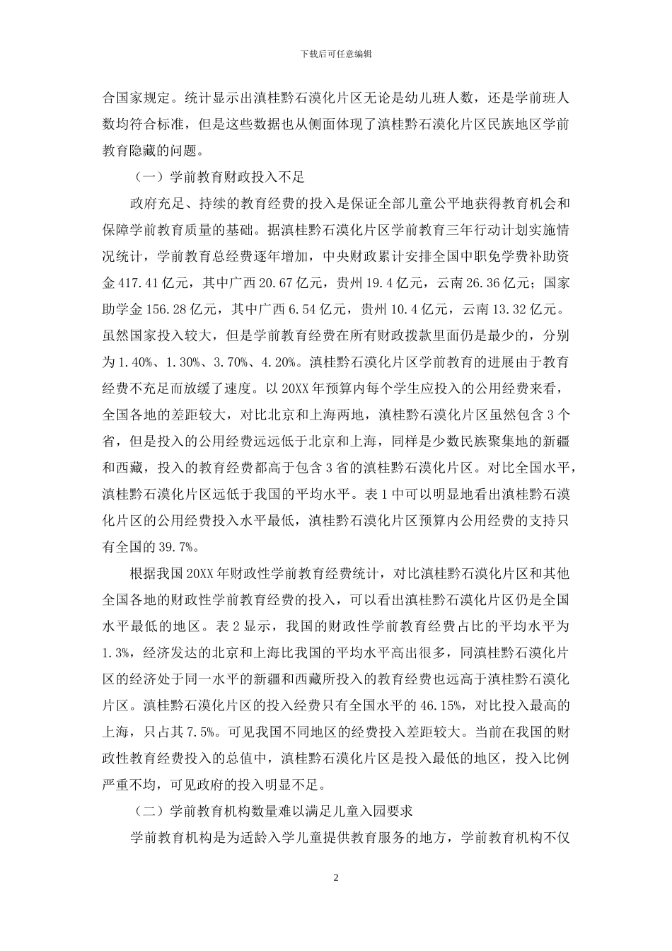 滇黔桂石漠化区学前教育普惠化发展困境与策略研究_第2页
