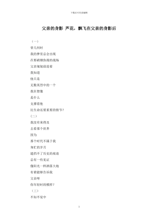 父亲的身影-芦花-飘飞在父亲的身影后