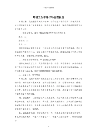 环境卫生整洁行动自查报告