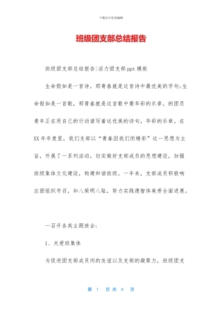 班级团支部总结报告