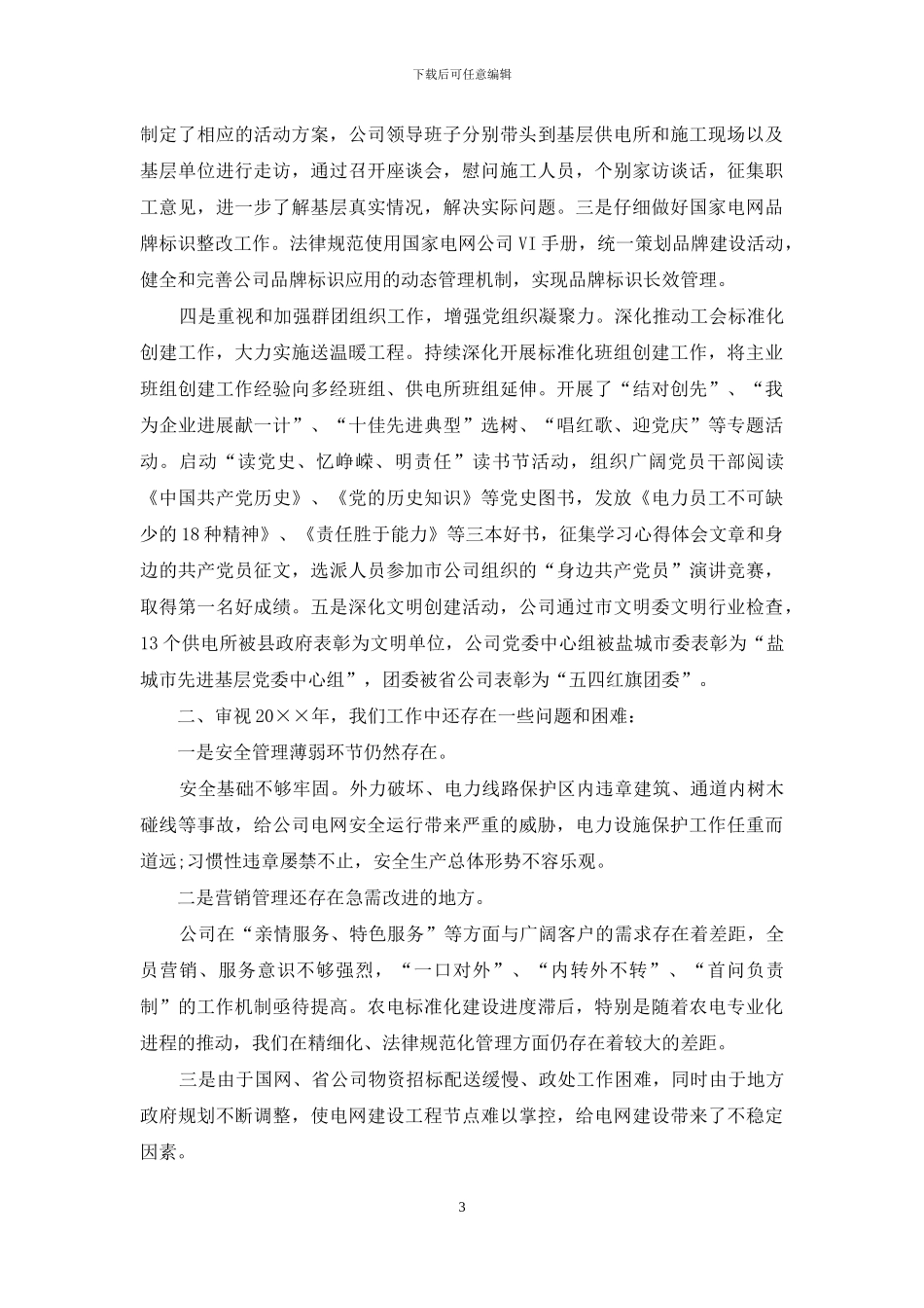 电力企业自查报告_第3页