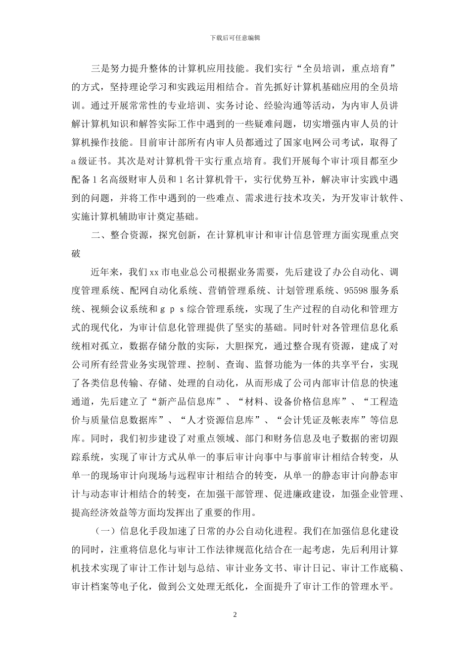 电力公司审计部工作总结_第2页