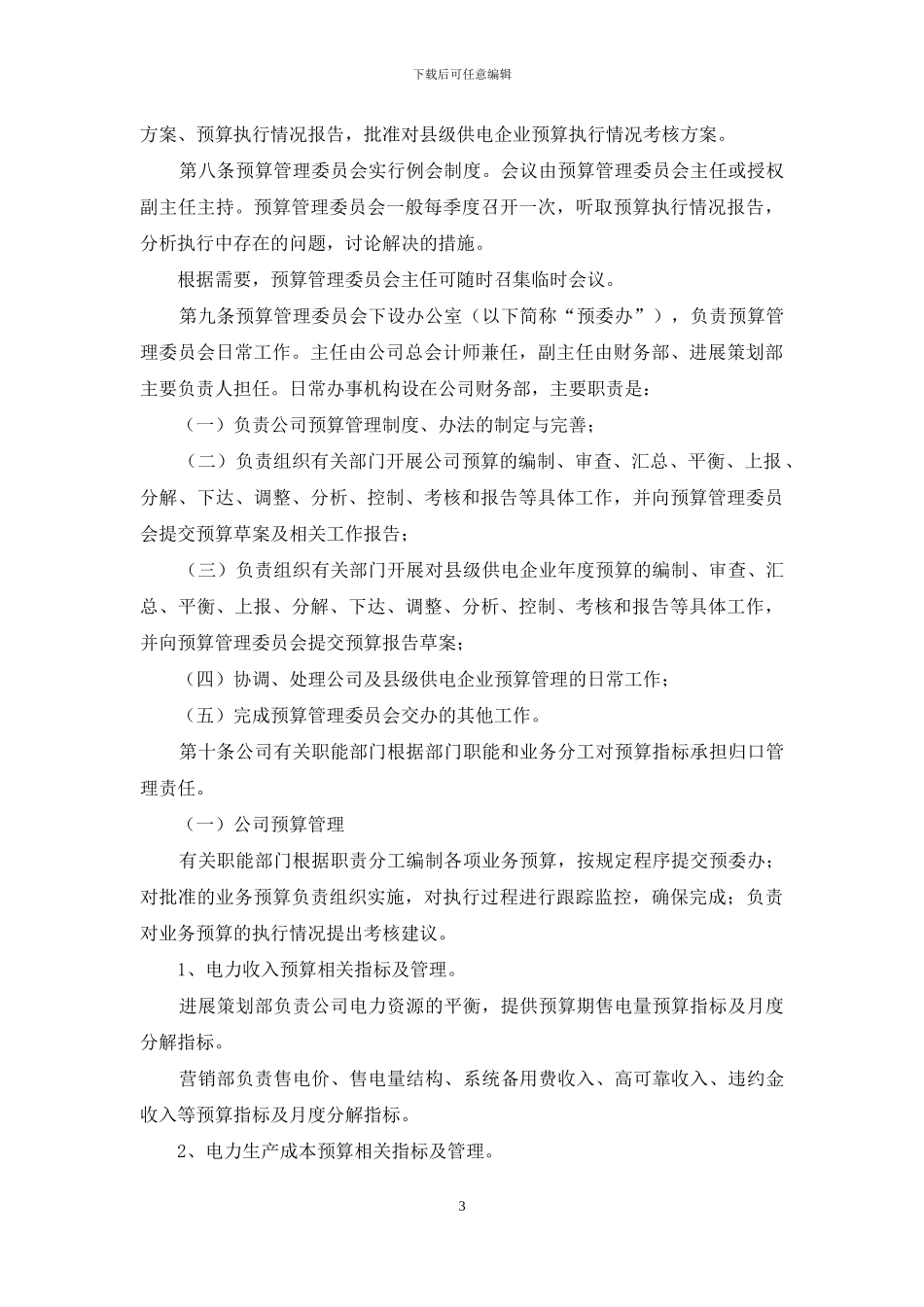 电力公司预算管理办法_第3页