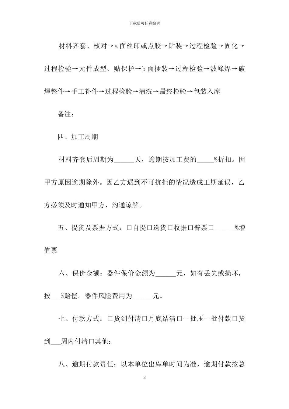 电子元件加工合同3篇_第3页