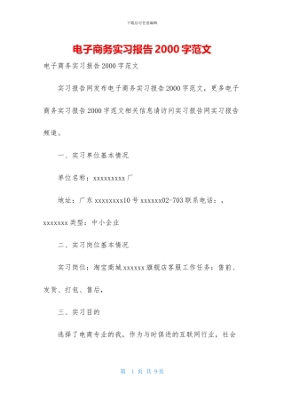 电子商务实习报告2000字范文