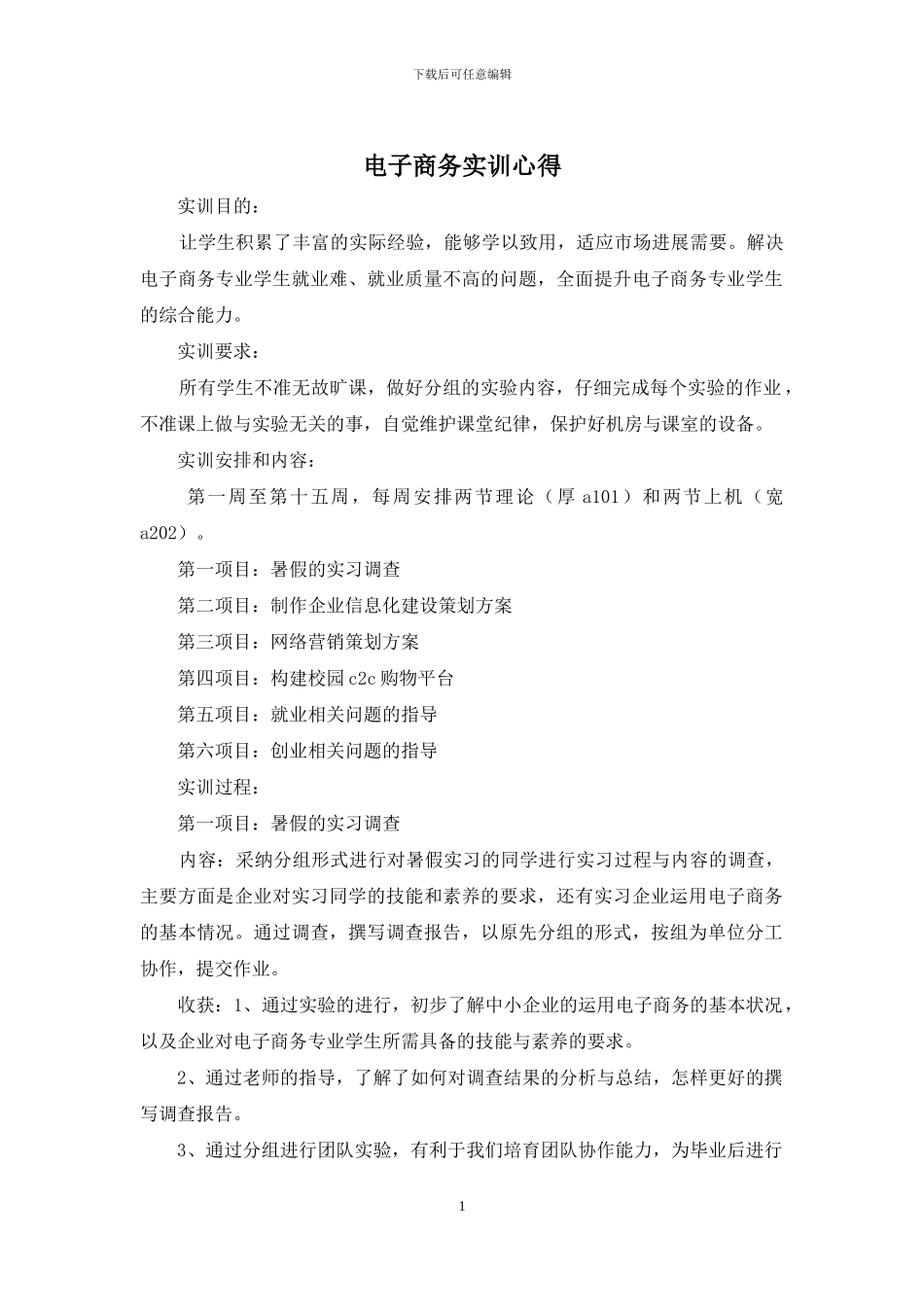 电子商务实训心得_第1页