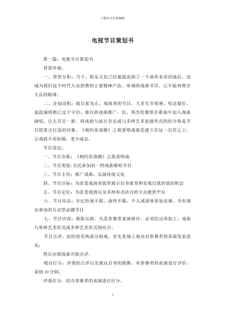 电视节目策划书