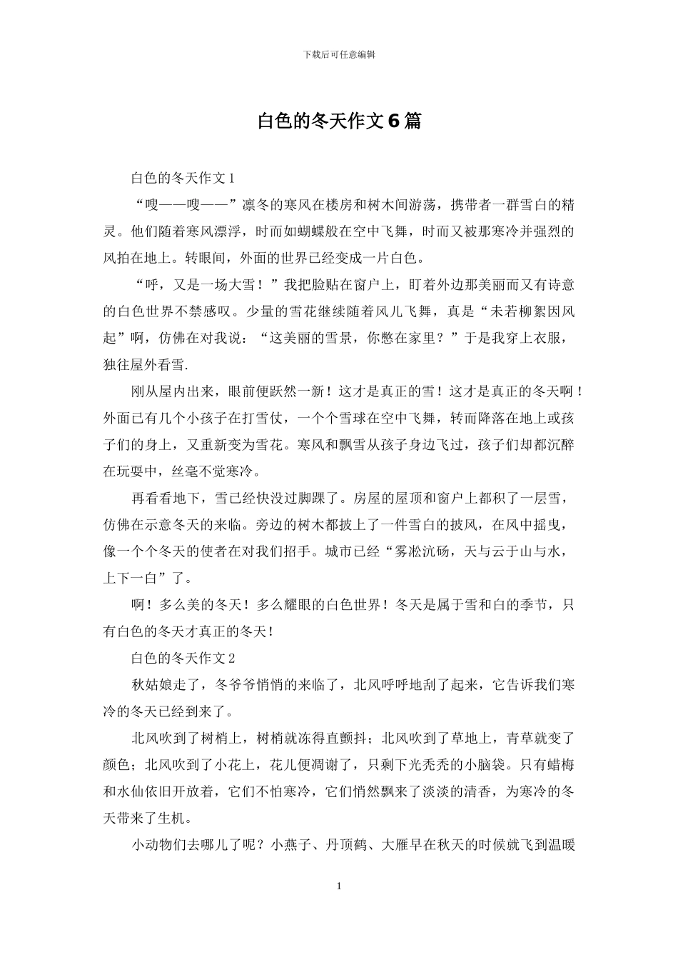白色的冬天作文6篇_第1页
