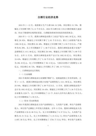 白酒行业经济走势