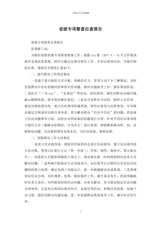 省级专项督查自查报告