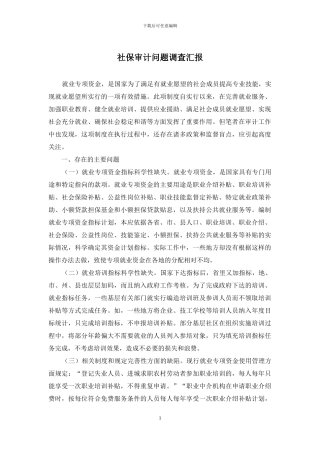 社保审计问题调查汇报