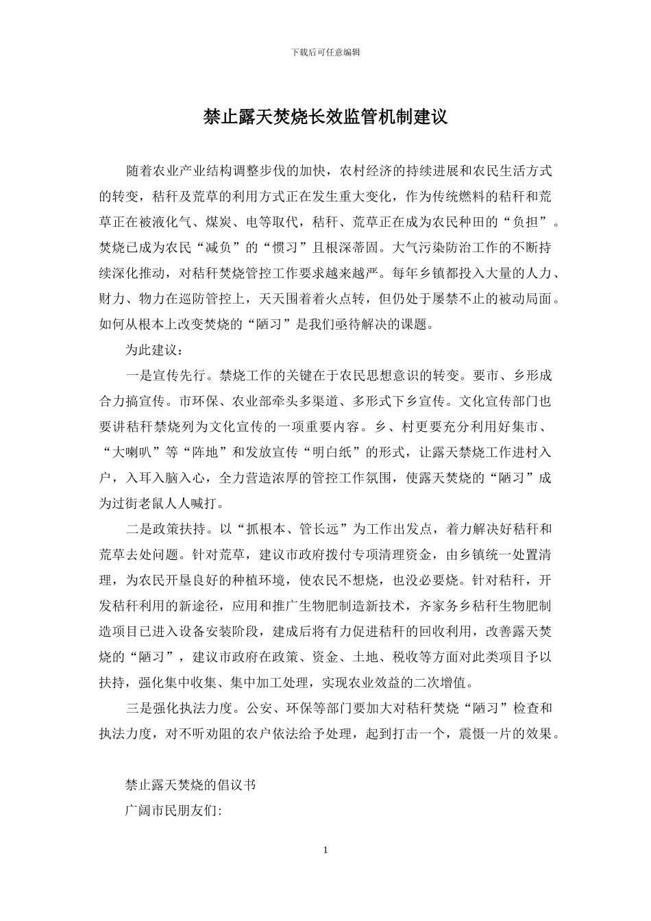 禁止露天焚烧长效监管机制建议_第1页