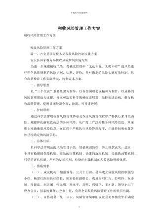 税收风险管理工作方案