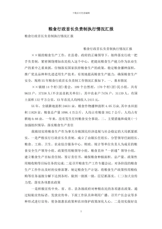 粮食行政首长负责制执行情况汇报