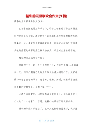 精彩的元旦联欢会作文