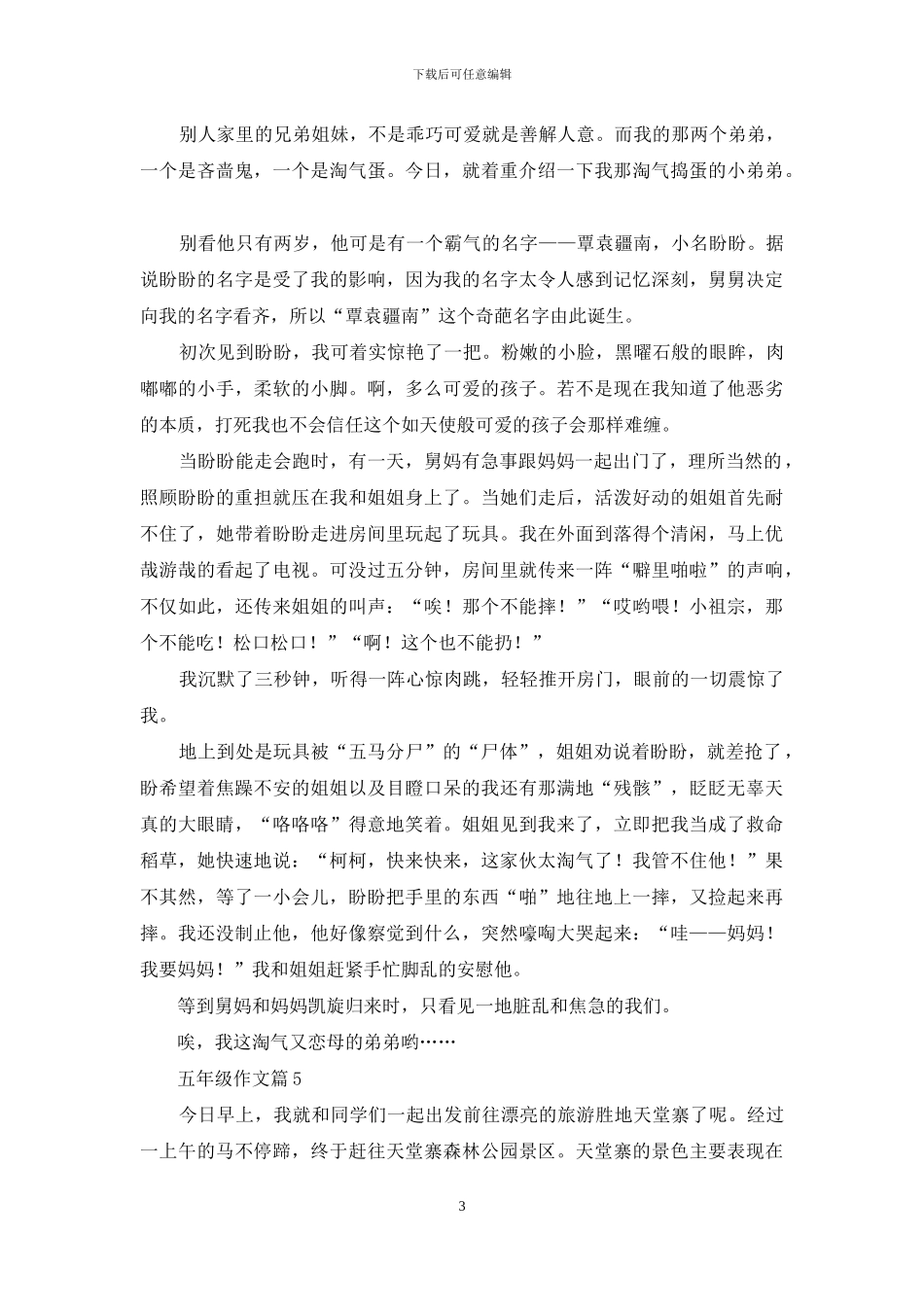 精选五年级作文锦集十篇_第3页