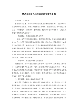 精选出纳个人工作总结范文集锦5篇