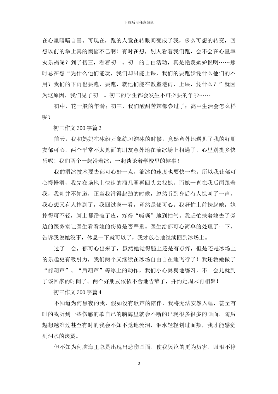 精选初三作文300字5篇_第2页