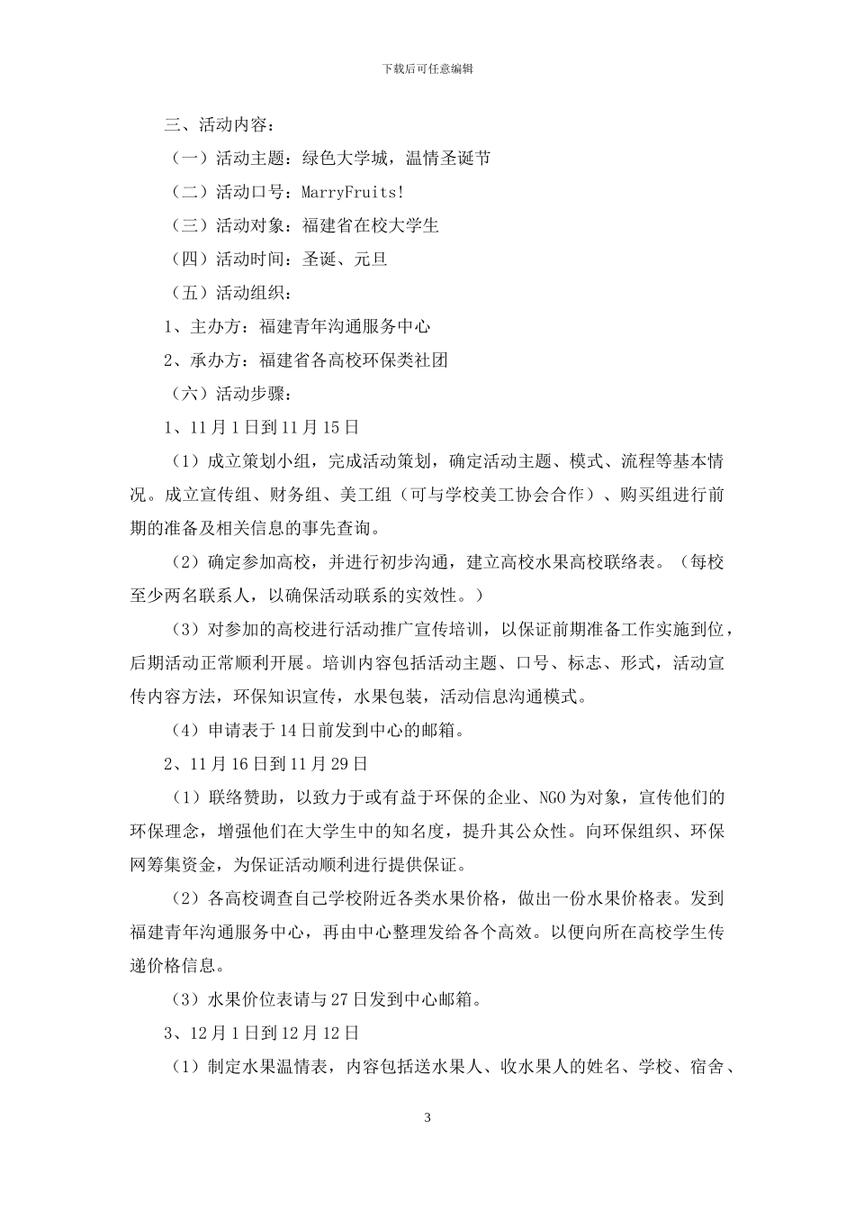 精选圣诞节活动策划模板汇编10篇_第3页