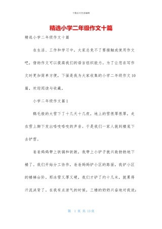 精选小学二年级作文十篇