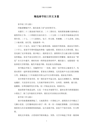 精选春节初三作文3篇