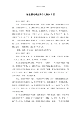 精选羽毛球比赛作文锦集6篇