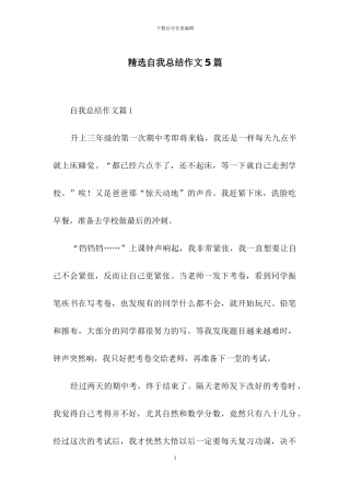 精选自我总结作文5篇