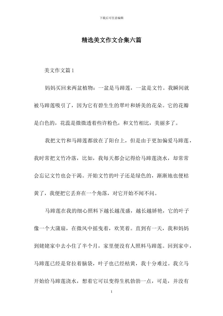 精选美文作文合集六篇_第1页