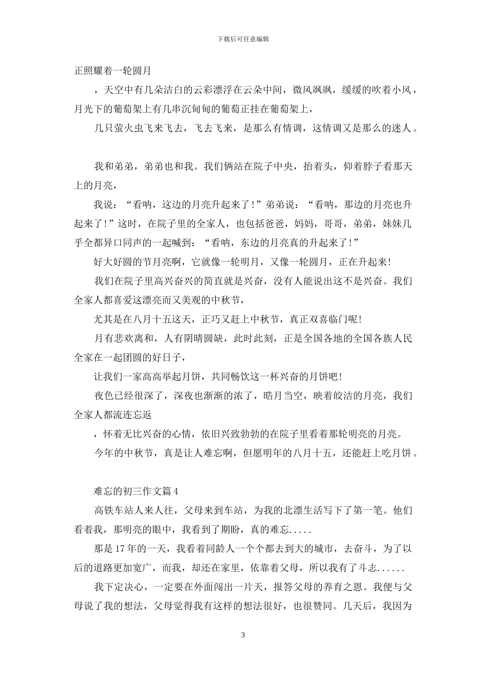 精选难忘的初三作文4篇_第3页