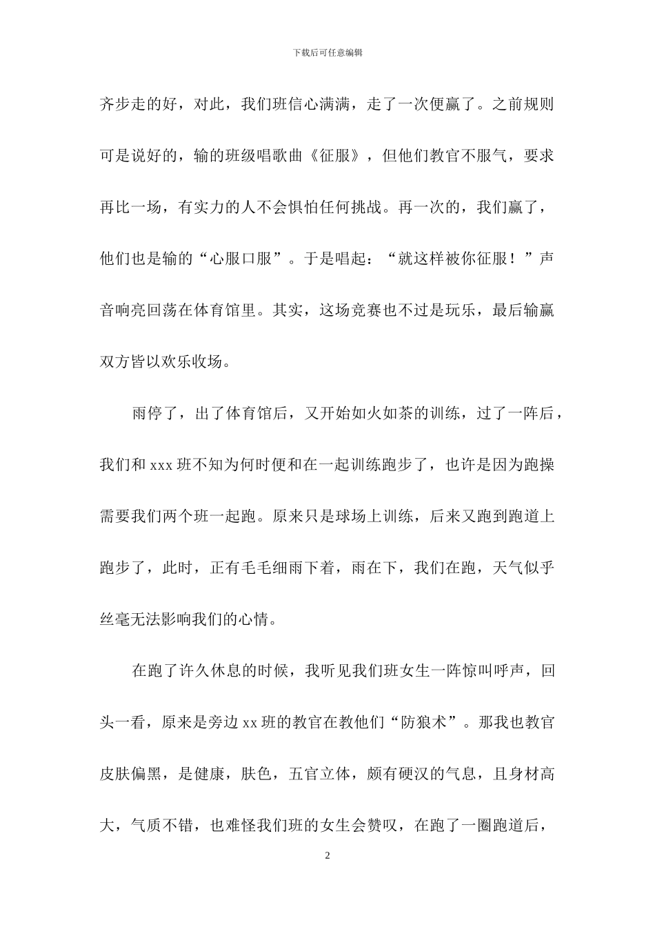 精选高中军训心得体会范文集合八篇_第2页