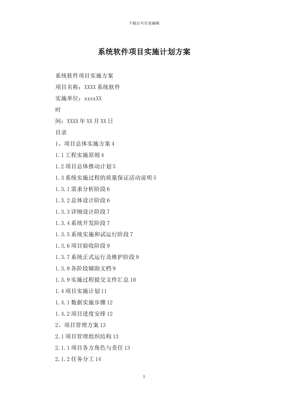 系统软件项目实施计划方案_第1页