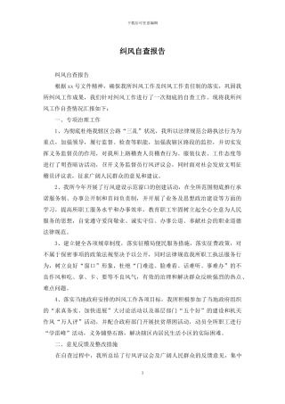 纠风自查报告