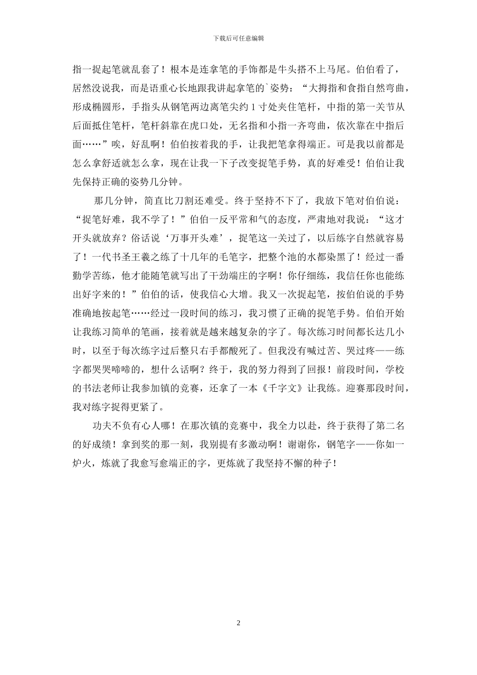练钢笔字作文2篇_第2页