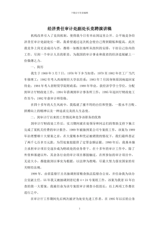 经济责任审计处副处长竞聘演讲稿